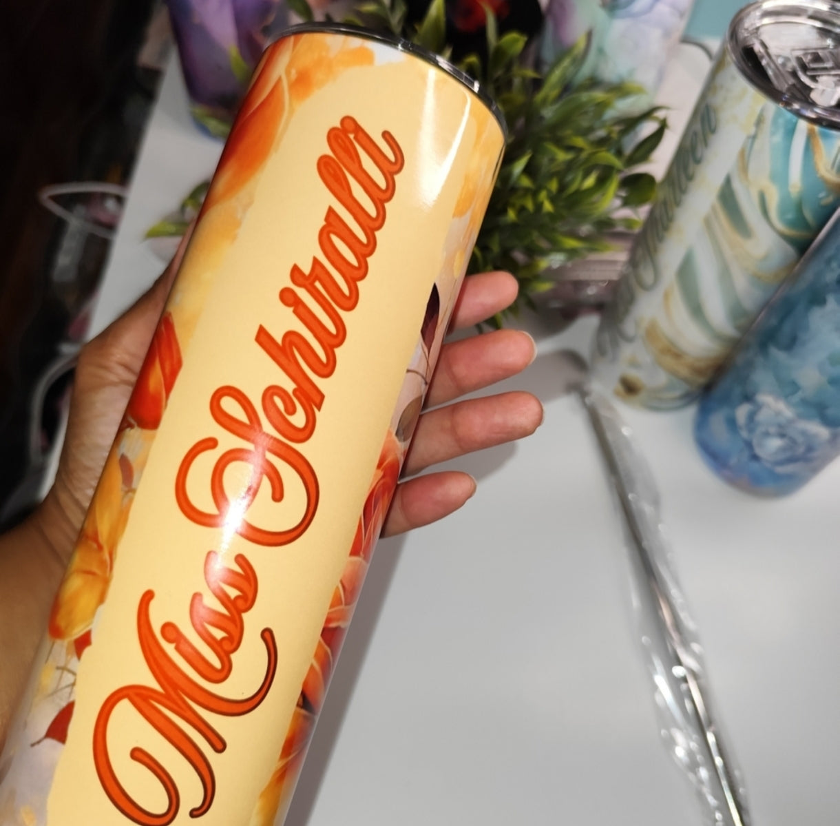 Personalized Elegant Floral Rose Tumbler – 20oz Stainless Steel Insulated Cup