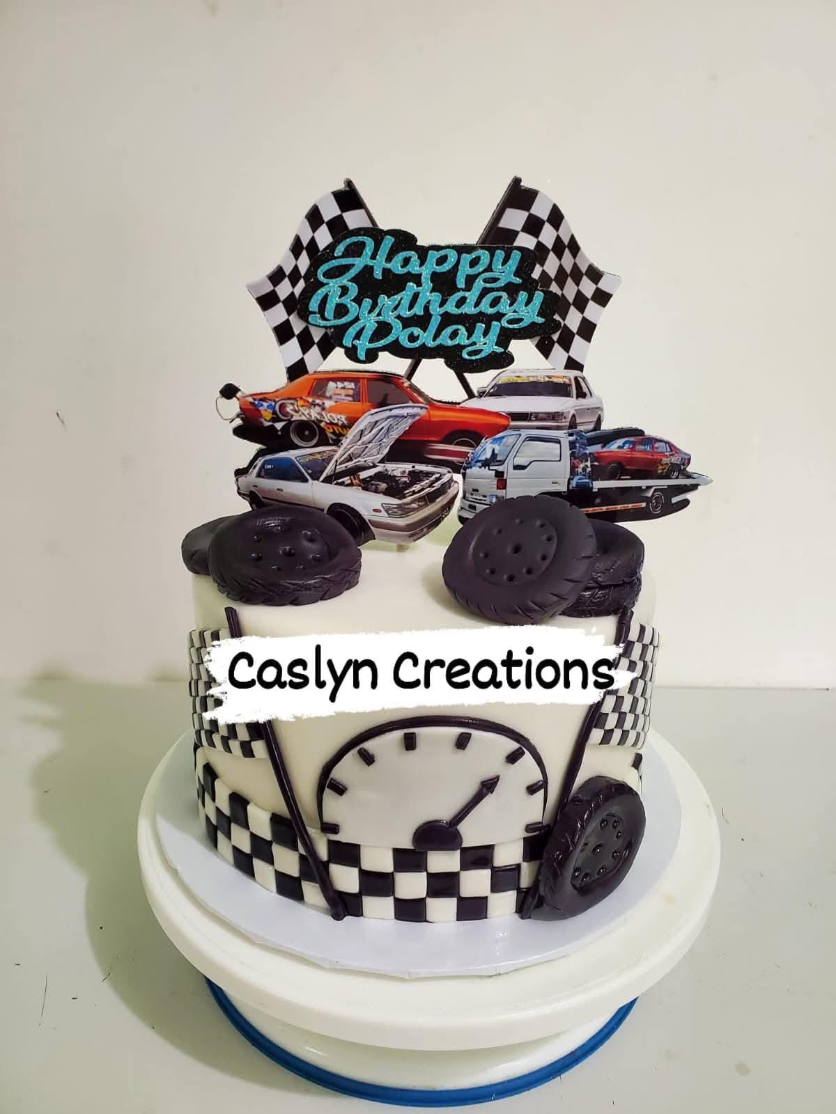 Personalised Racer Cars Happy Birthday Cake Topper